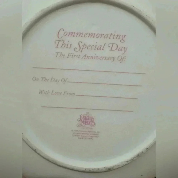 Precious Moments Happy 1st Anniversary Commemorative Plate 1995 - Picture 6 of 9